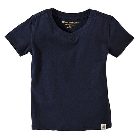 Camiseta Manga Corta Cuello en V Algodón Orgánico Bebé Niño - Negro