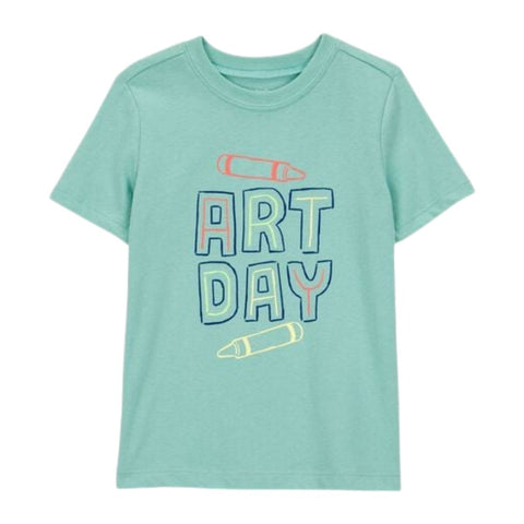 Camiseta Gráfica Manga Corta Niño Pequeño “Art Day” - Teal
