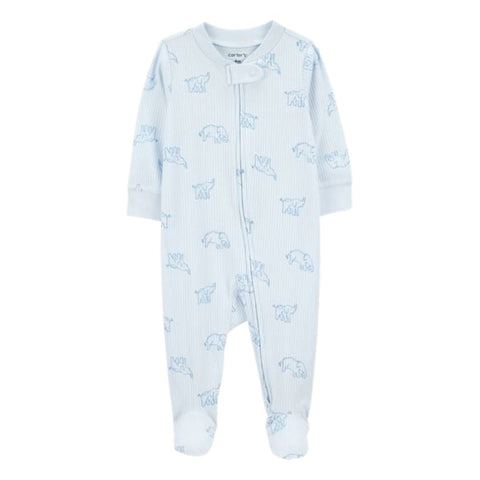 Pijama con Estampado de Elefantes y Cierre de Doble Vía Bebé Niño - Azul