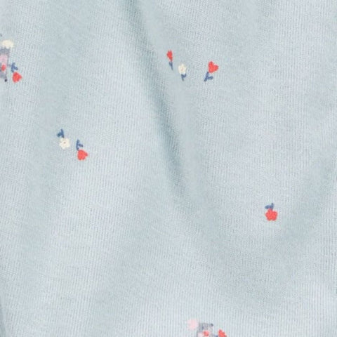 Romper Acanalado Manga Corta Estampado Floral Bebé Niña - Azul