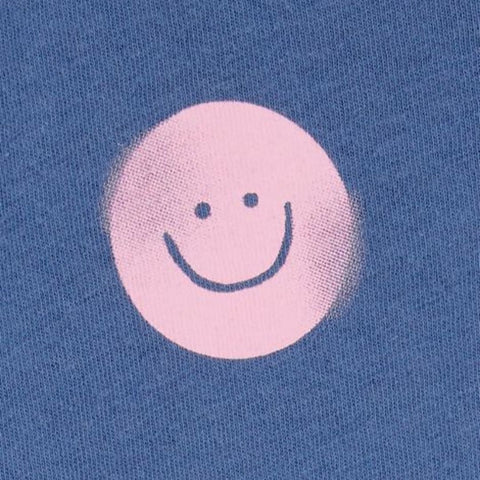 Camiseta Gráfica Manga Corta Estampado de Caritas Felices Niña Pequeña - Azul Marino
