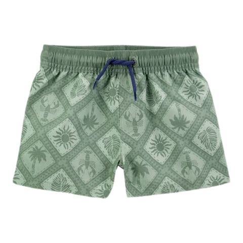 Bañador Estampado Geométrico Niño Pequeño - Verde