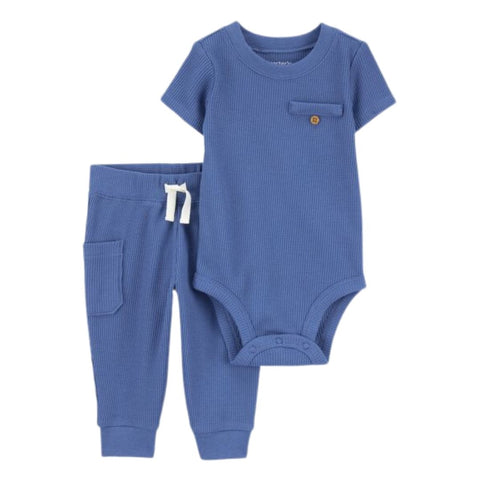 Body Manga Corta y Pantalón Bebé Niño - Azul (Conjunto de 2 piezas)
