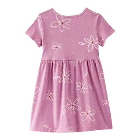 Vestido Manga Corta Niña Pequeña Estampado de Flores - Rosa