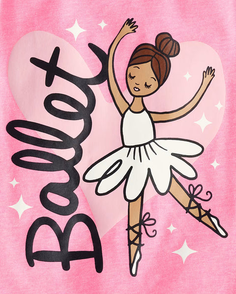 Camiseta Gráfica Ballet Bebé Niña y Niña Pequeña