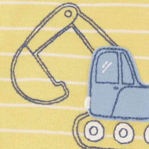 Romper Manga Corta Bebé Niño Ryas y Diseño de Construcción - Amarillo