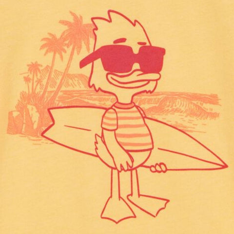 Camiseta Gráfica Manga Corta Niño Pequeño Diseño “Cali Sun Surfing Duck” - Amarillo