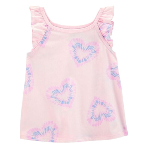 Blusa sin Mangas con Vuelo Diseño de Corazón Tie-dye Niña Pequeña - Rosa/Morado