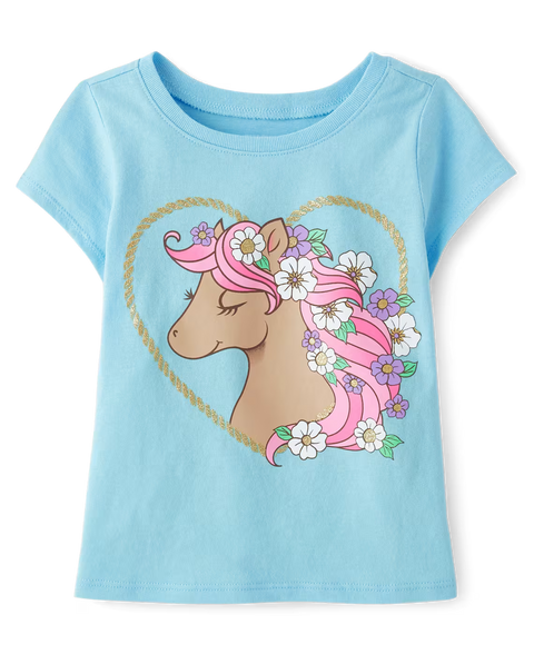Camiseta Gráfica Bebé Niña Diseño de Caballo