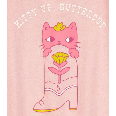 Camiseta Gráfica Manga Corta Diseño “Kitty Up Buttercup” Niña Pequeña - Rosa