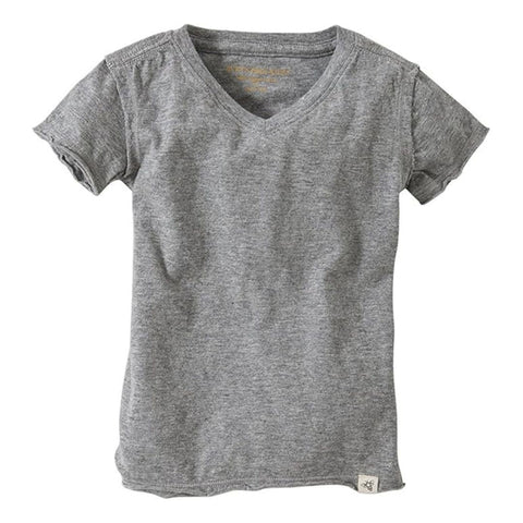 Camiseta Manga Corta Cuello en V Algodón Orgánico Bebé Niño - Gris