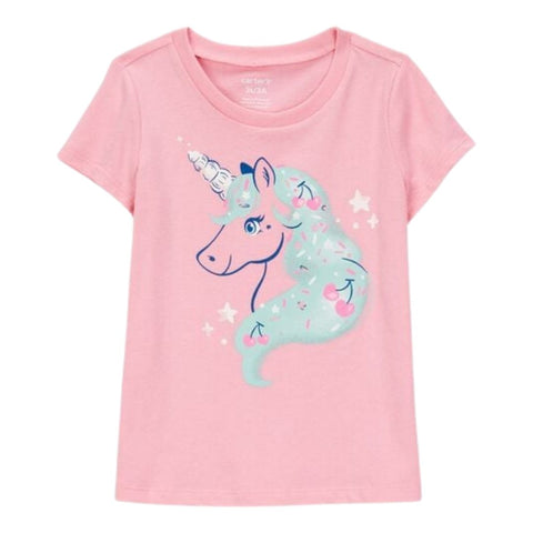 Camiseta Gráfica Manga Corta con Unicornio Niña Pequeña - Rosa
