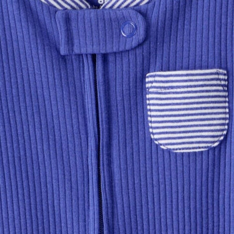 Pijama a Rayas con Cierre de Doble Vía Bebé Niño - Azul