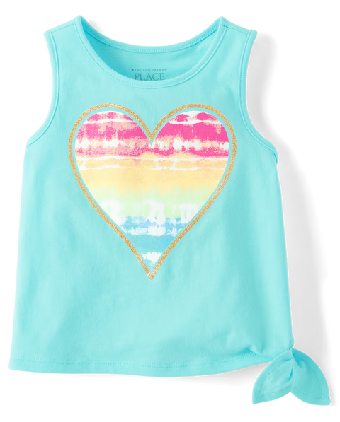 Blusa Sin Mangas Nudo Lateral Diseño Gráfico Corazón Bebé Niña