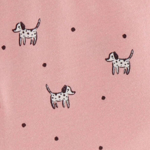 Vestido Manga Corta Niña Pequeña Estampado de Perritos - Rosa