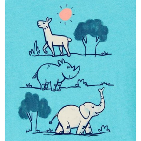 Camiseta Gráfica Manga Corta Diseño de Animales del Zoológico Niño Pequeño - Azul