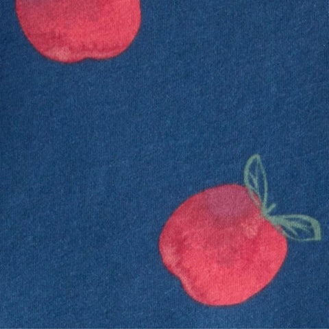 Vestido Manga Corta Niña Pequeña Estampado de Manzanas - Azul Marino